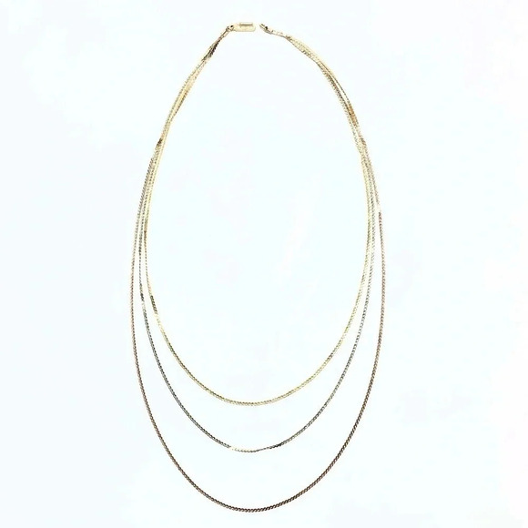 Ellman’s Vintage White, Yellow & Rose 3 Strand 14k Gold Necklace - Picture 3 of 7